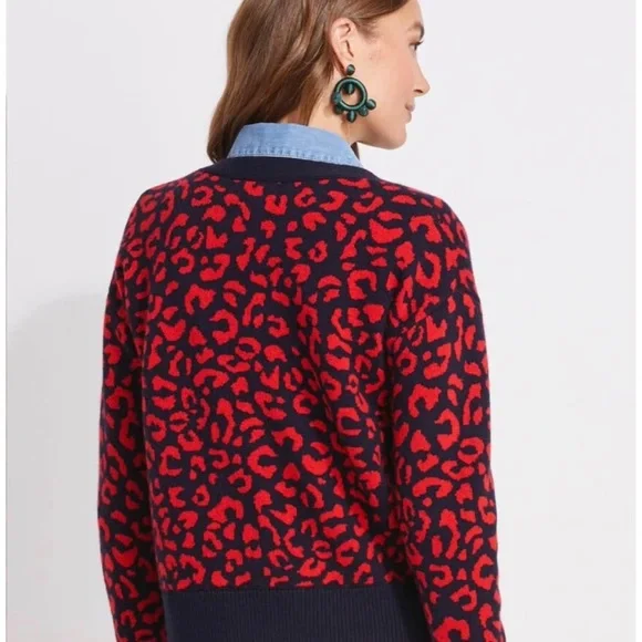 Vineyard Vines Cheetah Leopard Print Cashmere Cardigan NWT 3XL Plus RARE - Picture 4 of 5